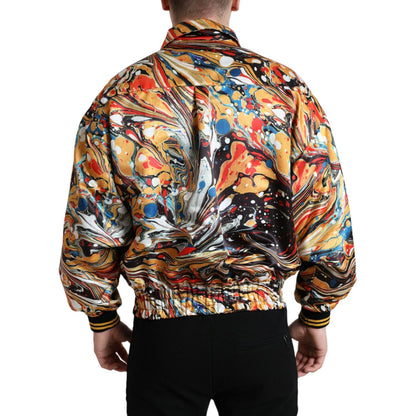 Dolce & Gabbana Multicolor Abstract Polyester Bomber Jacket Dolce & Gabbana