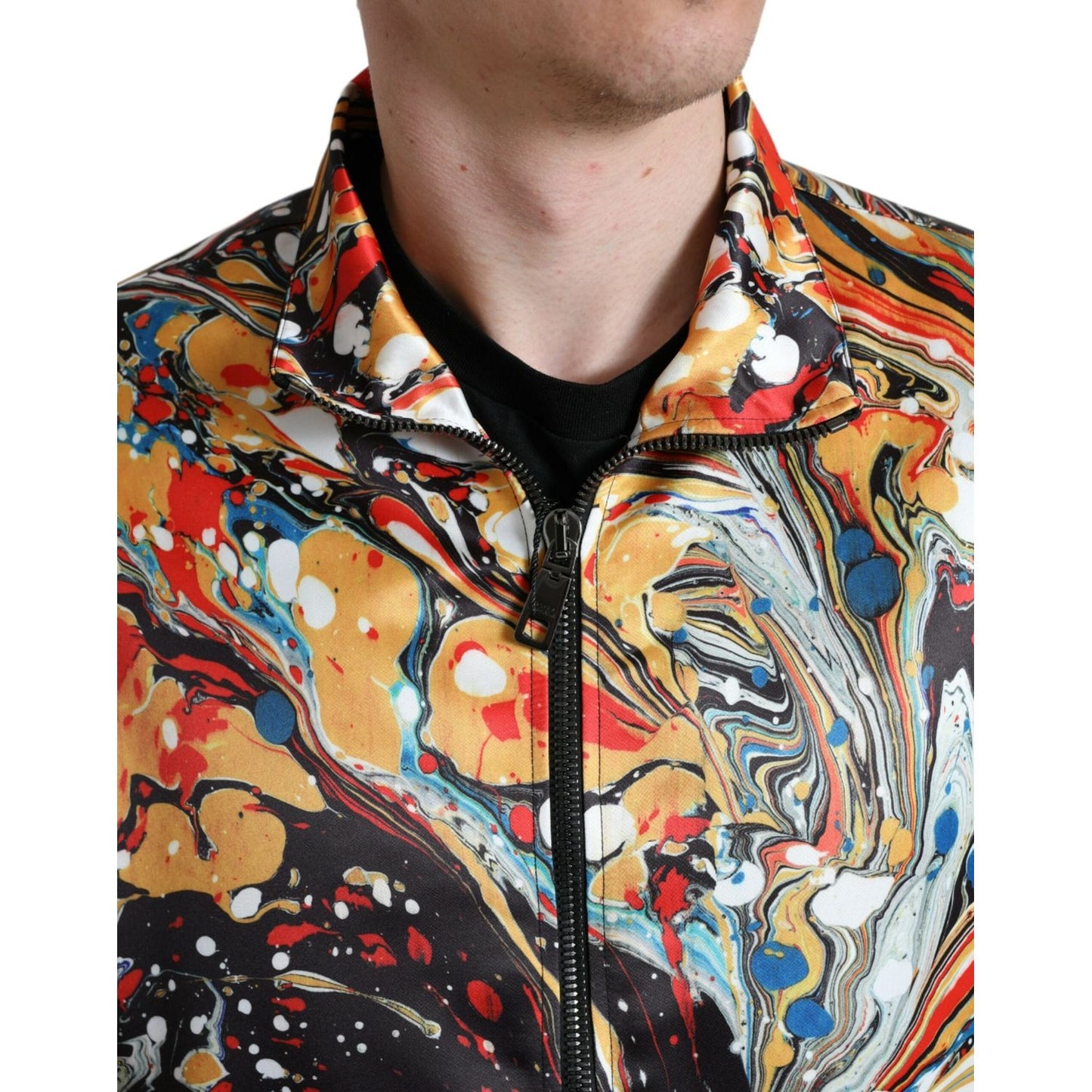 Dolce & Gabbana Multicolor Abstract Polyester Bomber Jacket Dolce & Gabbana