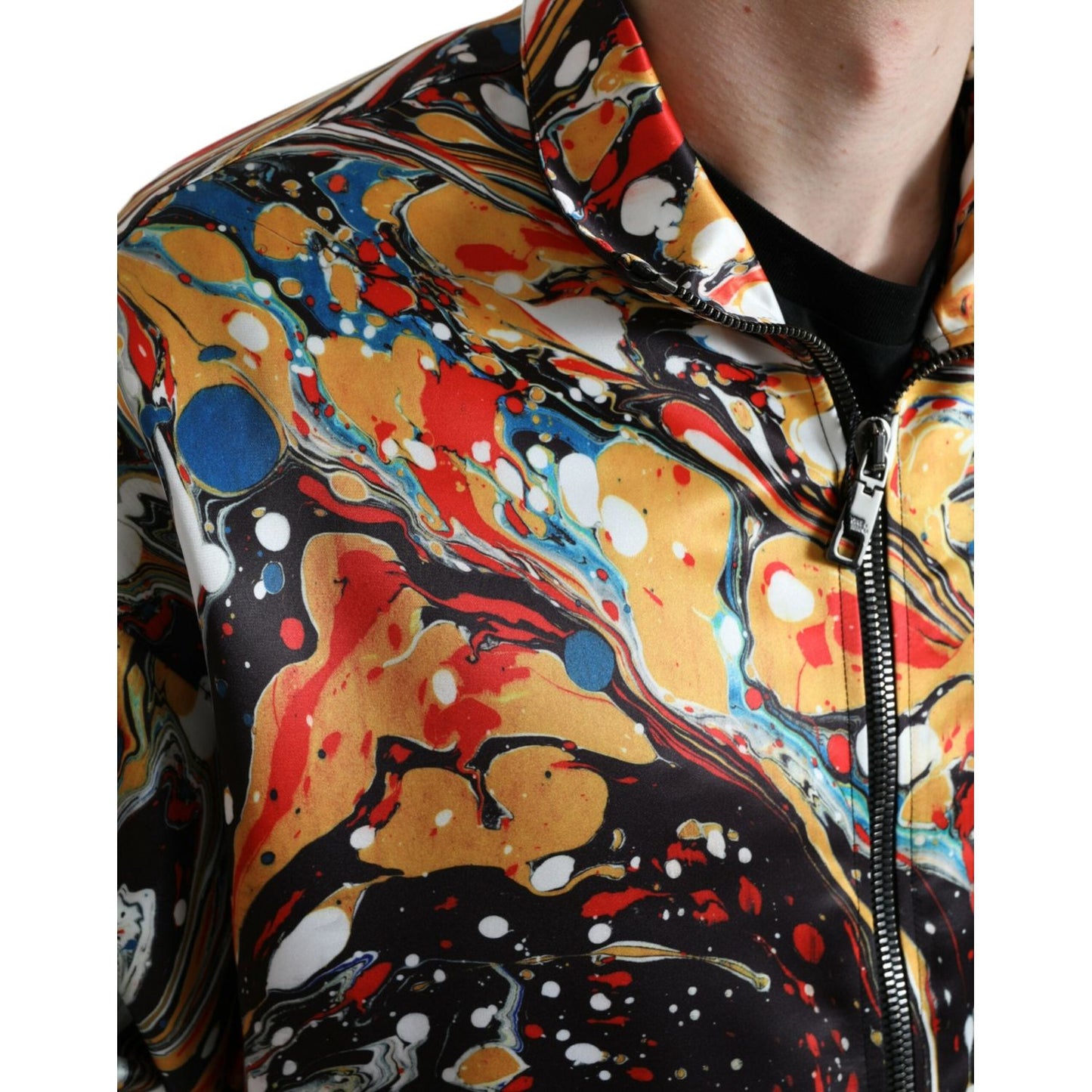 Dolce & Gabbana Multicolor Abstract Polyester Bomber Jacket Dolce & Gabbana