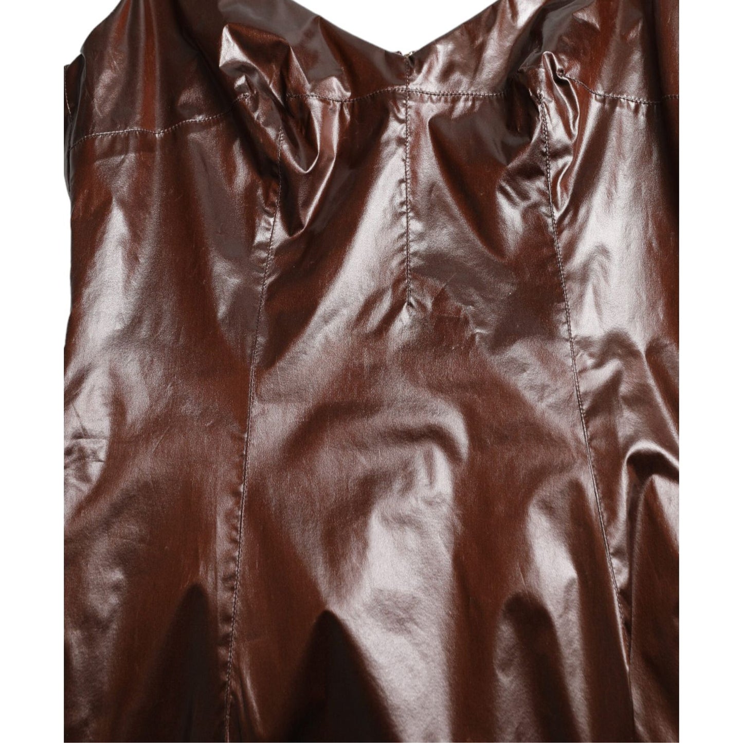 Dolce & Gabbana Brown Shiny Silk Sheath Sleeveless Bodycon Midi Dress Dolce & Gabbana