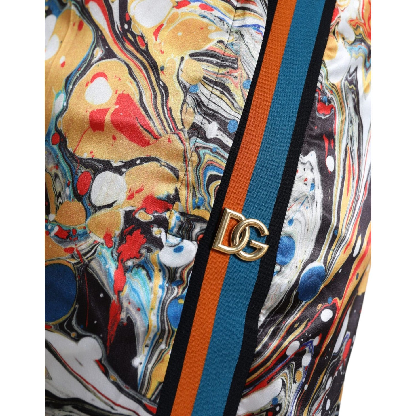 Dolce & Gabbana Multicolor Marble Print Satin Pants Dolce & Gabbana