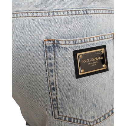 Dolce & Gabbana Multicolor Floral Print Denim Bermuda Shorts Dolce & Gabbana