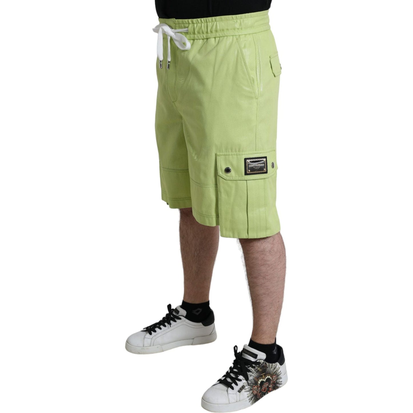 Dolce & Gabbana Light Green Cotton Men Cargo Bermuda Shorts Dolce & Gabbana