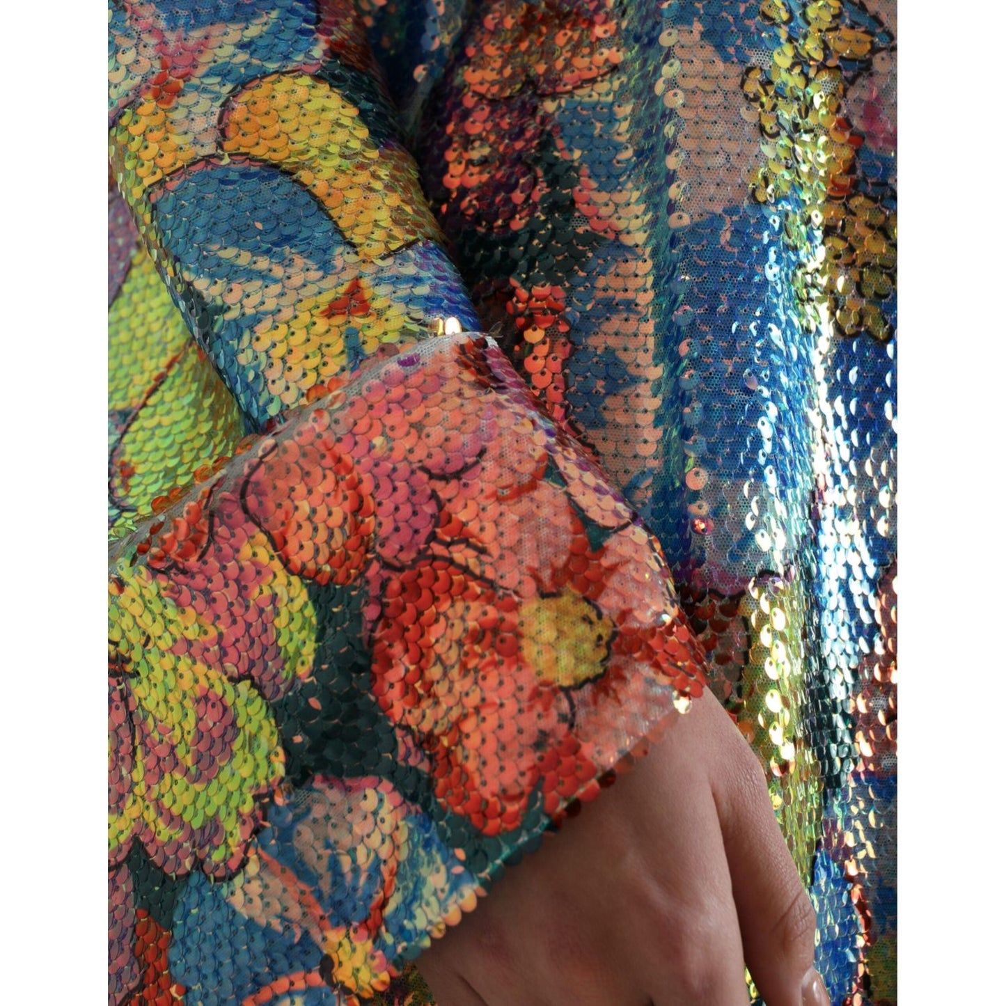 Dolce & Gabbana Multicolor Floral Sequined Shift Mini Dress Dolce & Gabbana