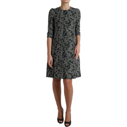 Dolce & Gabbana Black Chevron Polyester Shift Mini Dress Dolce & Gabbana