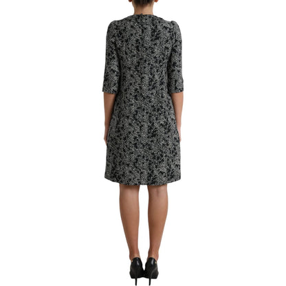 Dolce & Gabbana Black Chevron Polyester Shift Mini Dress Dolce & Gabbana