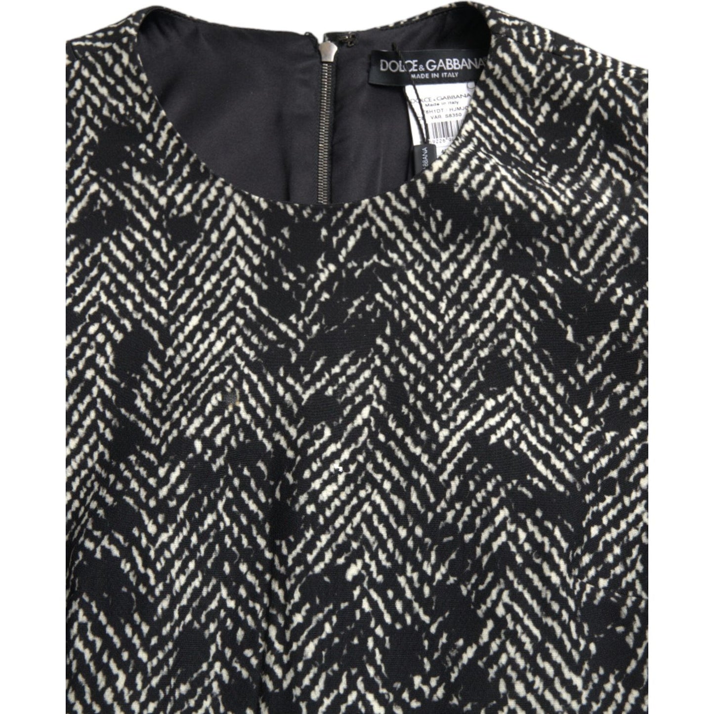 Dolce & Gabbana Black Chevron Polyester Shift Mini Dress Dolce & Gabbana