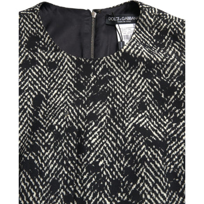 Dolce & Gabbana Black Chevron Polyester Shift Mini Dress Dolce & Gabbana