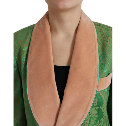 Dolce & Gabbana Green Floral Double Breasted Coat Jacket Dolce & Gabbana