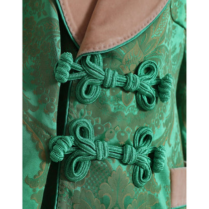 Dolce & Gabbana Green Floral Double Breasted Coat Jacket Dolce & Gabbana