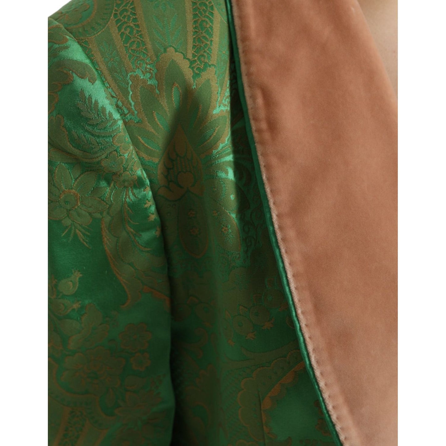 Dolce & Gabbana Green Floral Double Breasted Coat Jacket Dolce & Gabbana