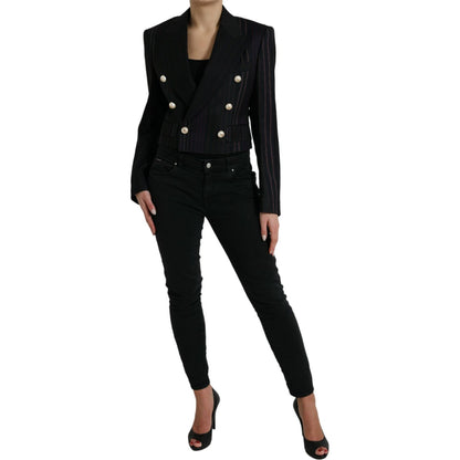 Dolce & Gabbana Black Striped SICILIA Double Breasted Jacket Dolce & Gabbana