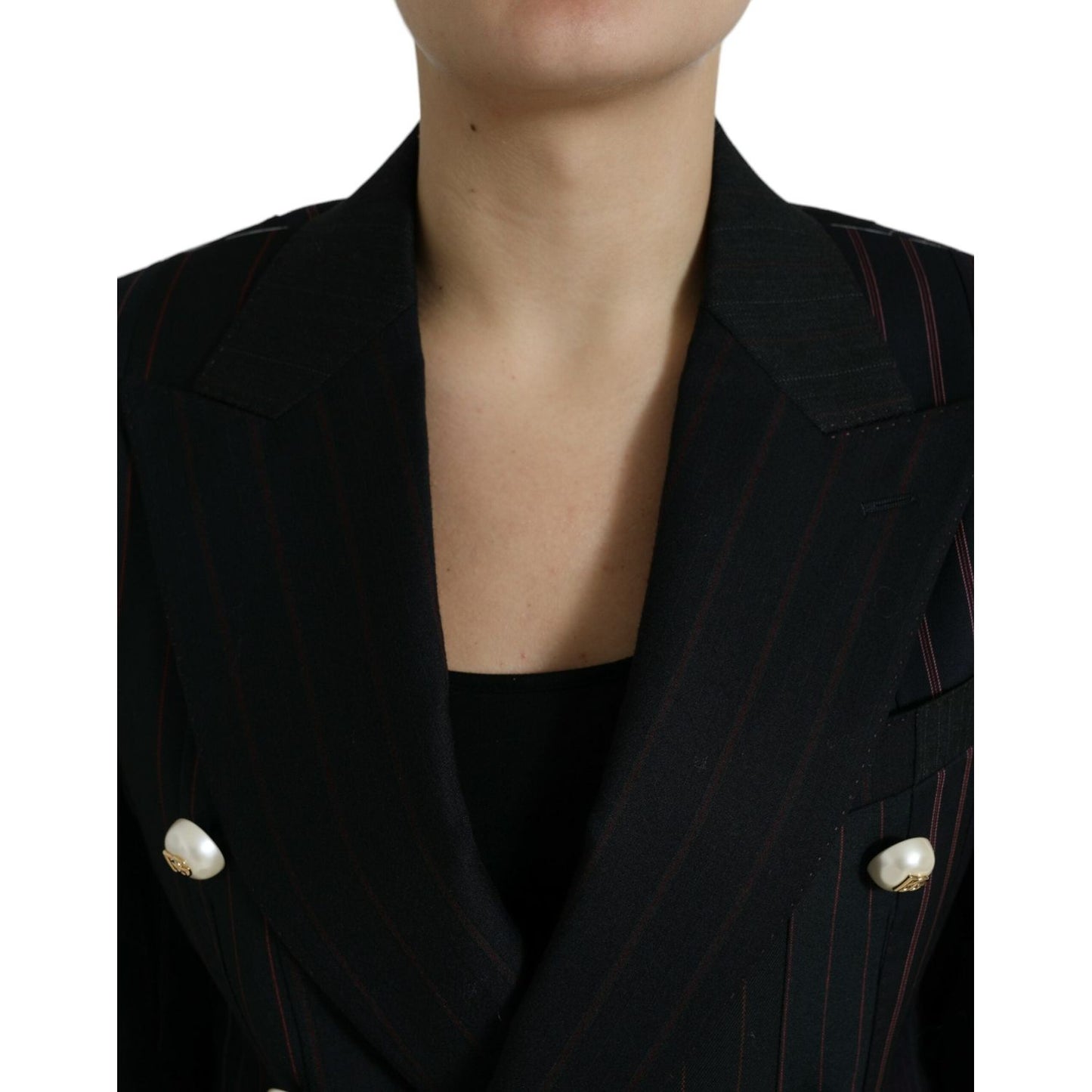 Dolce & Gabbana Black Striped SICILIA Double Breasted Jacket Dolce & Gabbana