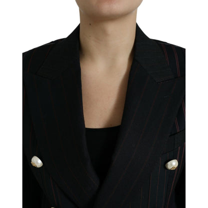 Dolce & Gabbana Black Striped SICILIA Double Breasted Jacket Dolce & Gabbana