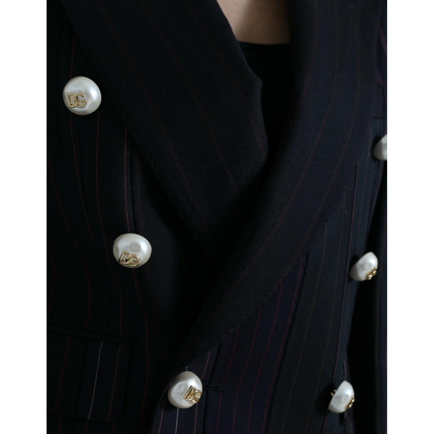 Dolce & Gabbana Black Striped SICILIA Double Breasted Jacket Dolce & Gabbana
