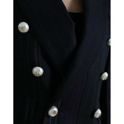 Dolce & Gabbana Black Striped SICILIA Double Breasted Jacket Dolce & Gabbana