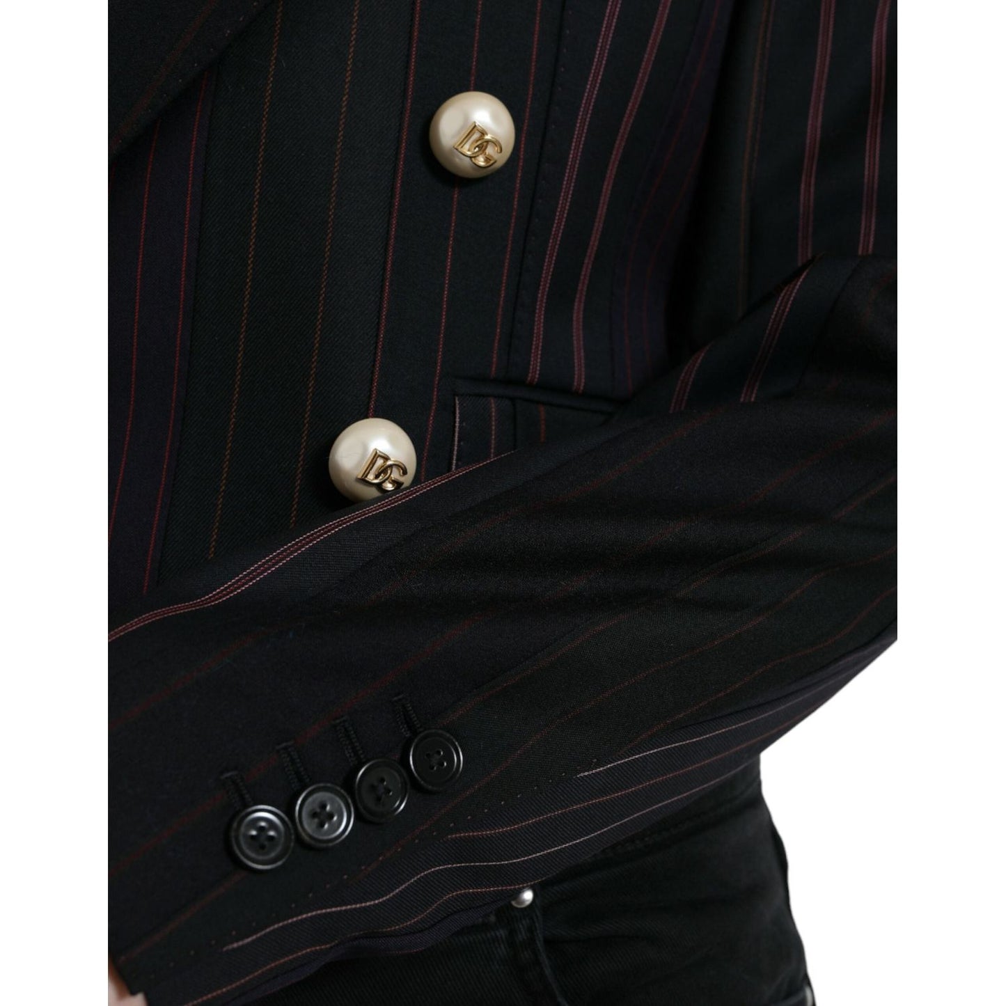 Dolce & Gabbana Black Striped SICILIA Double Breasted Jacket Dolce & Gabbana