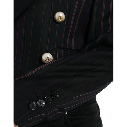 Dolce & Gabbana Black Striped SICILIA Double Breasted Jacket Dolce & Gabbana