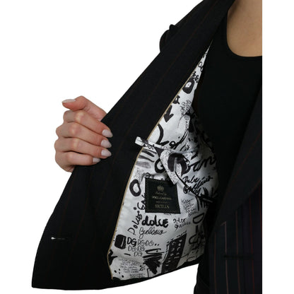 Dolce & Gabbana Black Striped SICILIA Double Breasted Jacket Dolce & Gabbana