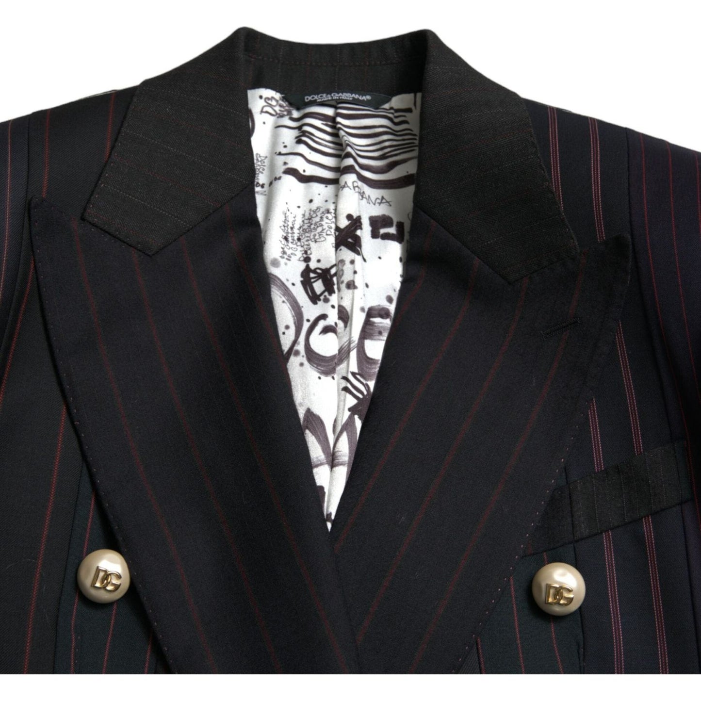 Dolce & Gabbana Black Striped SICILIA Double Breasted Jacket Dolce & Gabbana