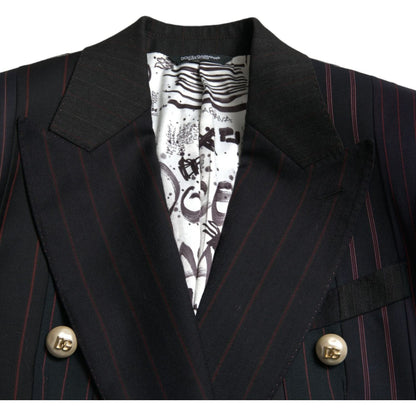 Dolce & Gabbana Black Striped SICILIA Double Breasted Jacket Dolce & Gabbana