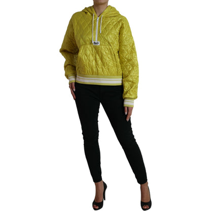 Dolce & Gabbana Yellow Nylon Quilted Hooded Pullover Jacket Dolce & Gabbana