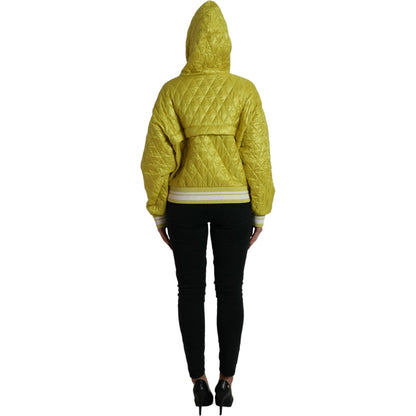 Dolce & Gabbana Yellow Nylon Quilted Hooded Pullover Jacket Dolce & Gabbana