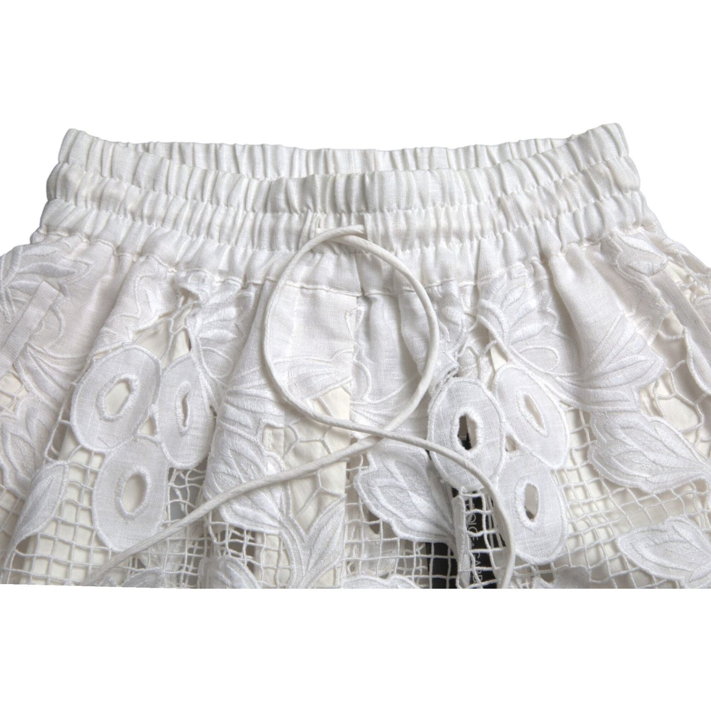 Dolce & Gabbana White Cotton Cutout High Waist Bermuda Shorts Dolce & Gabbana