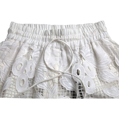Dolce & Gabbana White Cotton Cutout High Waist Bermuda Shorts Dolce & Gabbana