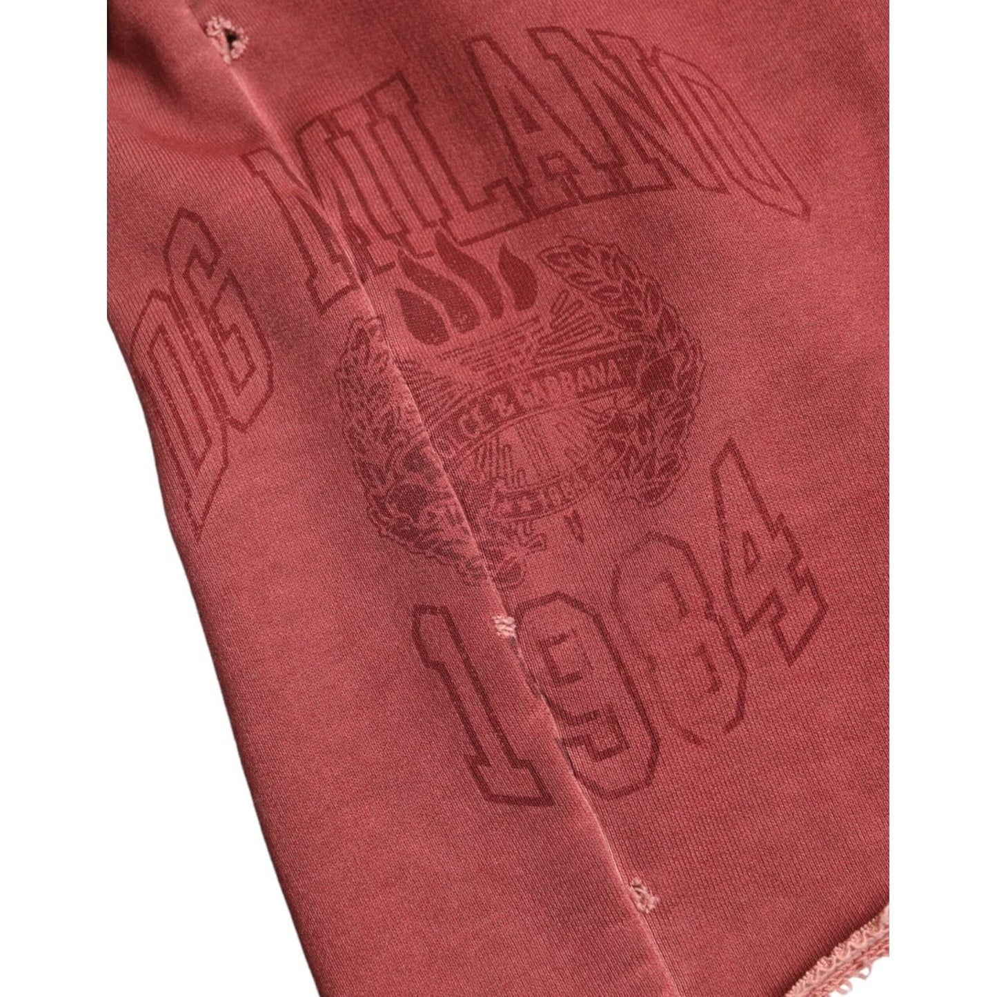 Dolce & Gabbana Maroon Cotton High Waist Sweatshorts Shorts Dolce & Gabbana