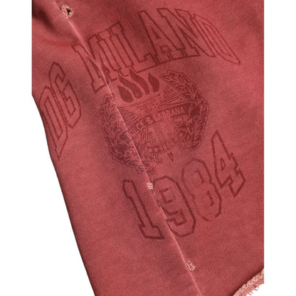 Dolce & Gabbana Maroon Cotton High Waist Sweatshorts Shorts Dolce & Gabbana