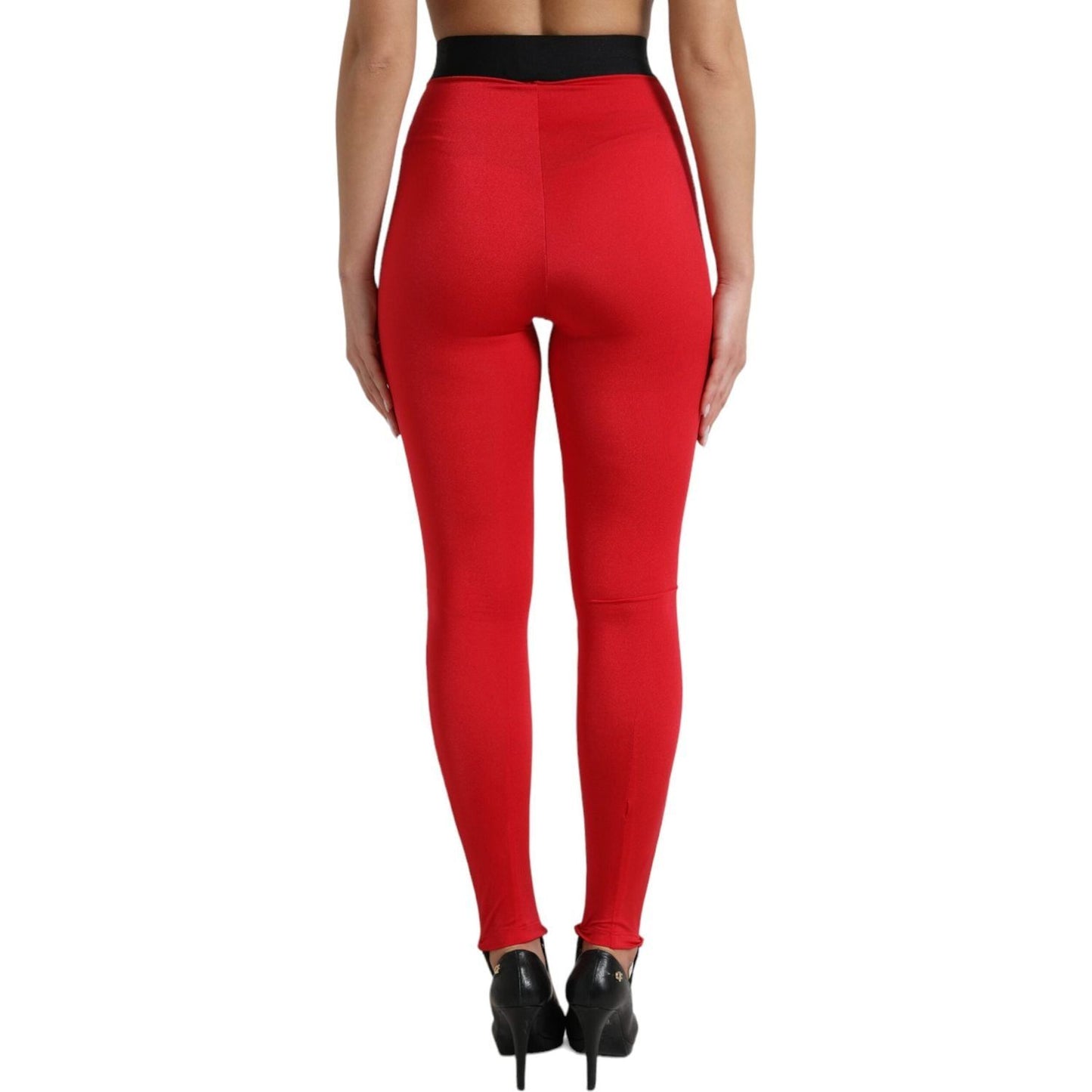 Dolce & Gabbana Red Nylon DG Logo Slim Leggings Pants Dolce & Gabbana