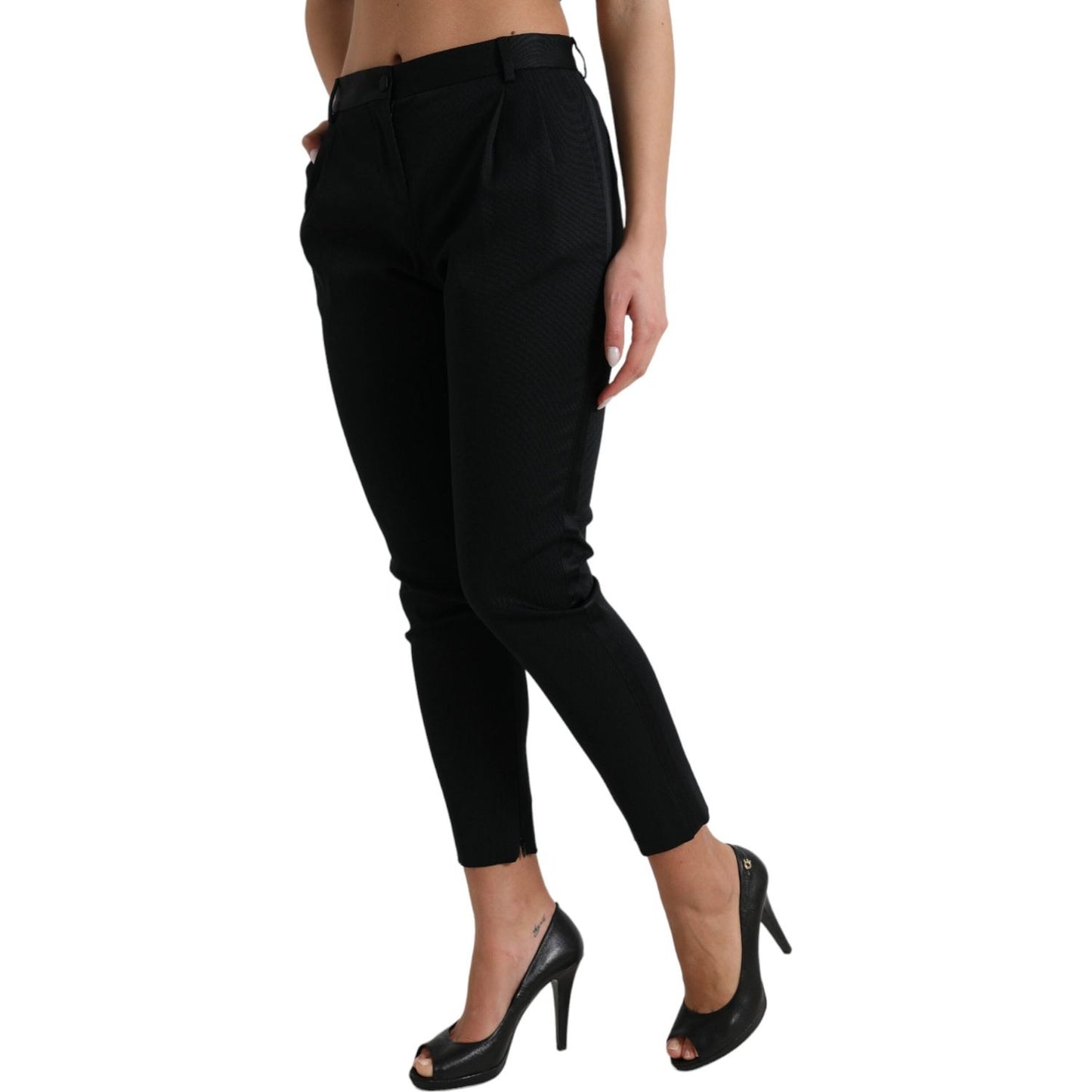 Dolce & Gabbana Black Mid Waist Skinny Cropped Pants Dolce & Gabbana