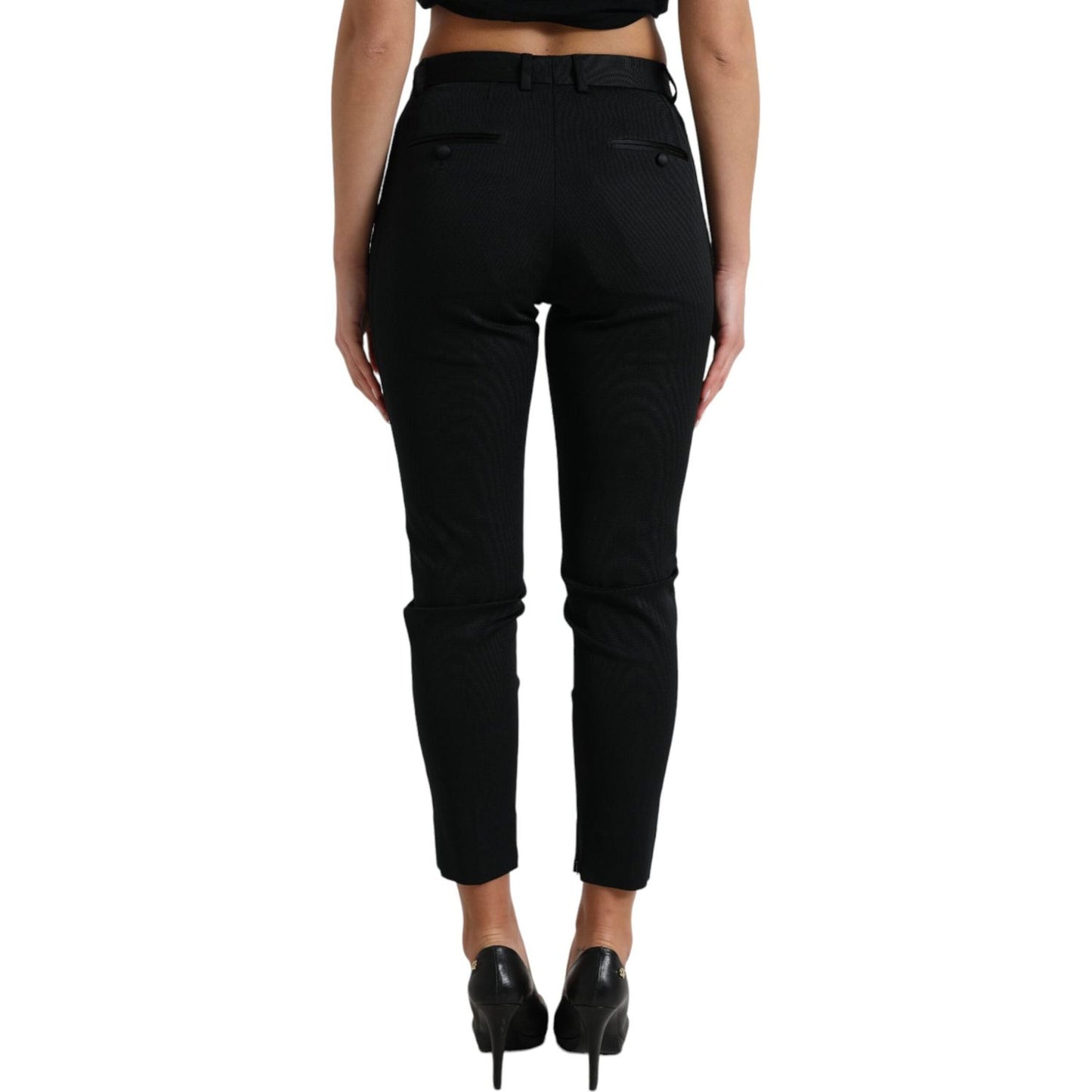 Dolce & Gabbana Black Mid Waist Skinny Cropped Pants Dolce & Gabbana