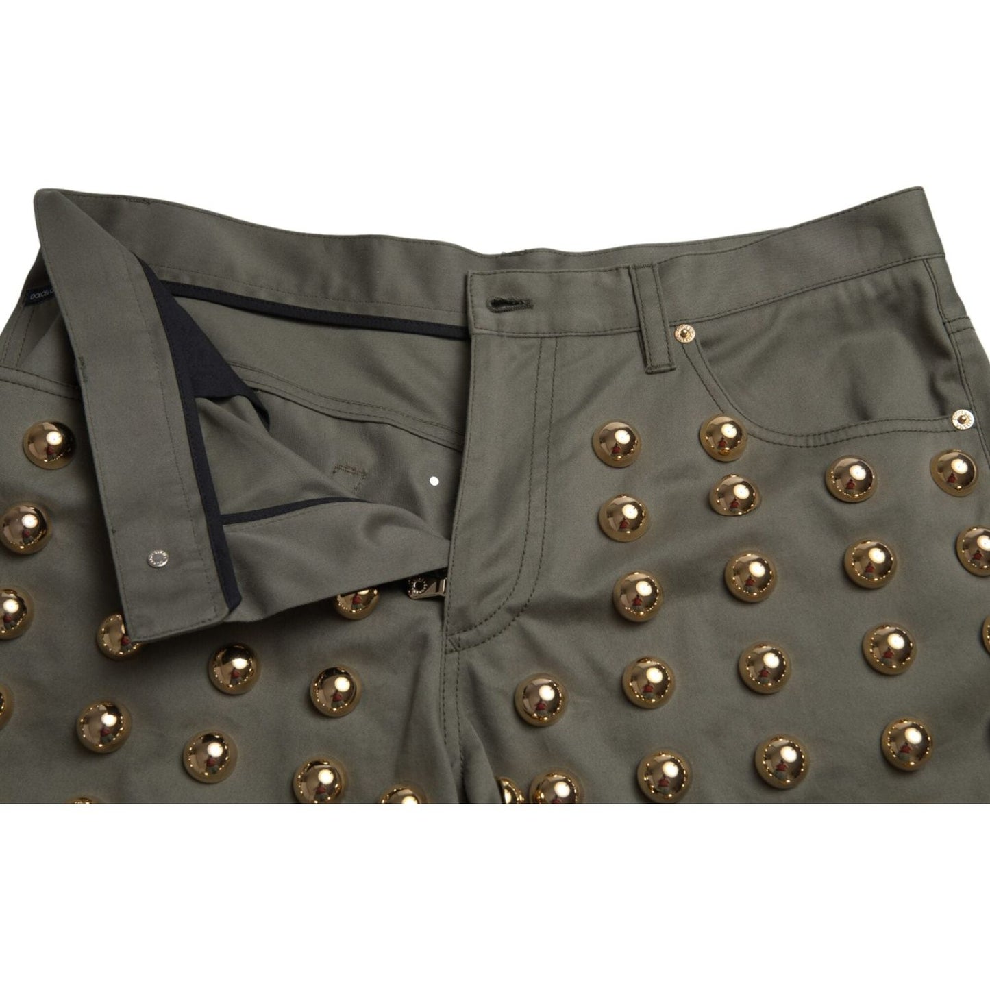 Dolce & Gabbana Green Embellished Cotton High Waist Hot Pants Shorts Dolce & Gabbana