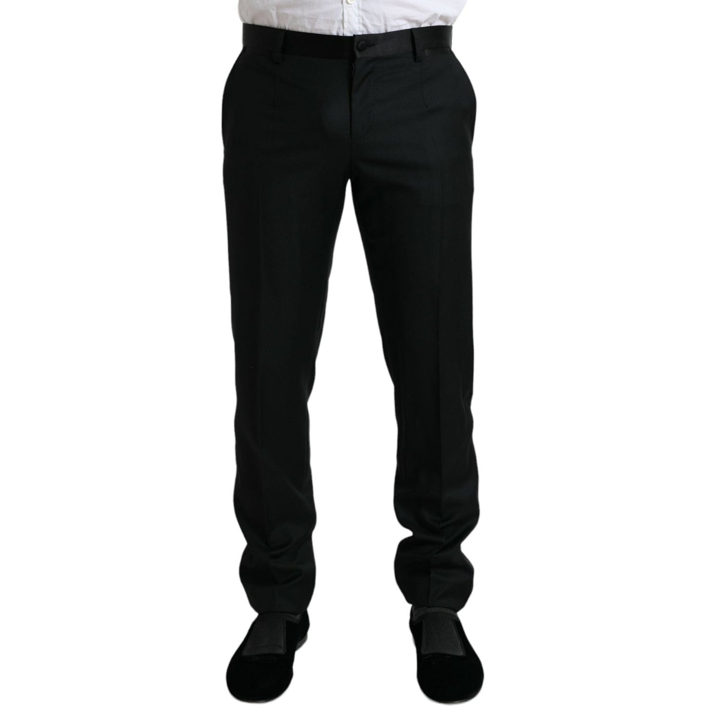 Dolce & Gabbana Black Wool Slim Fit Formal Trouser Dress Pants Dolce & Gabbana
