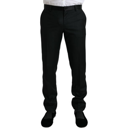 Dolce & Gabbana Black Wool Slim Fit Formal Trouser Dress Pants Dolce & Gabbana