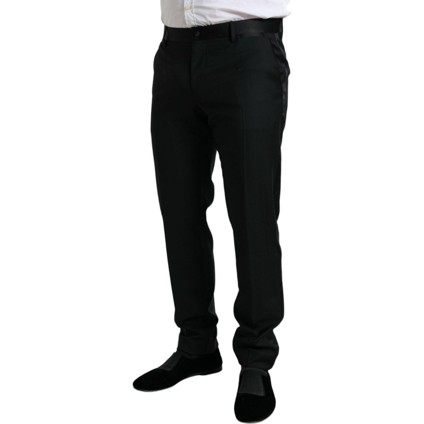 Dolce & Gabbana Black Wool Slim Fit Formal Trouser Dress Pants Dolce & Gabbana
