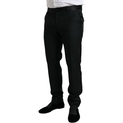 Dolce & Gabbana Black Wool Slim Fit Formal Trouser Dress Pants Dolce & Gabbana