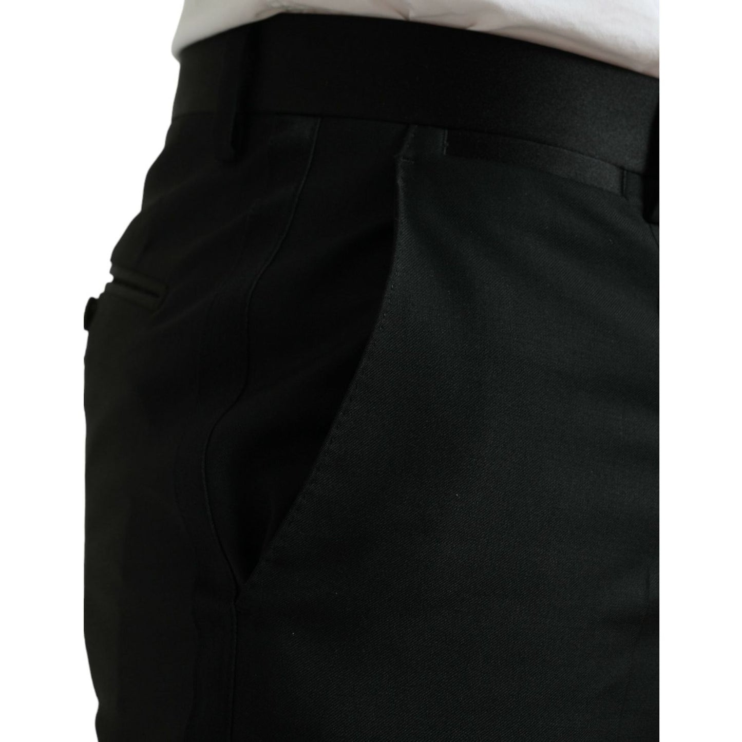 Dolce & Gabbana Black Wool Slim Fit Formal Trouser Dress Pants Dolce & Gabbana