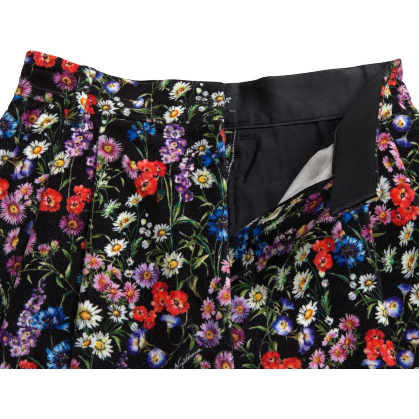 Dolce & Gabbana Black Floral High Waist Hot Pants Shorts Dolce & Gabbana