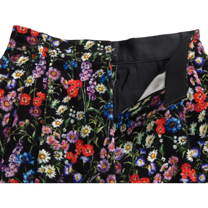 Dolce & Gabbana Black Floral High Waist Hot Pants Shorts Dolce & Gabbana