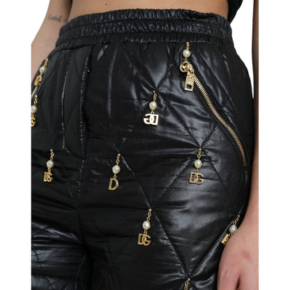 Dolce & Gabbana Black Embellished High Waist Hot Pants Shorts Dolce & Gabbana