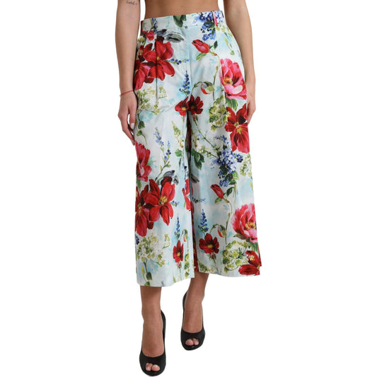 Dolce & Gabbana Multicolor Floral High Waist Wide Leg Pants Dolce & Gabbana