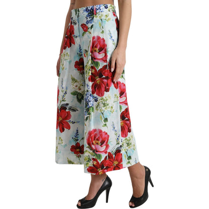 Dolce & Gabbana Multicolor Floral High Waist Wide Leg Pants Dolce & Gabbana