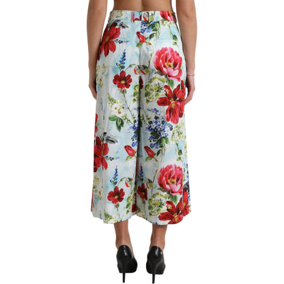 Dolce & Gabbana Multicolor Floral High Waist Wide Leg Pants Dolce & Gabbana