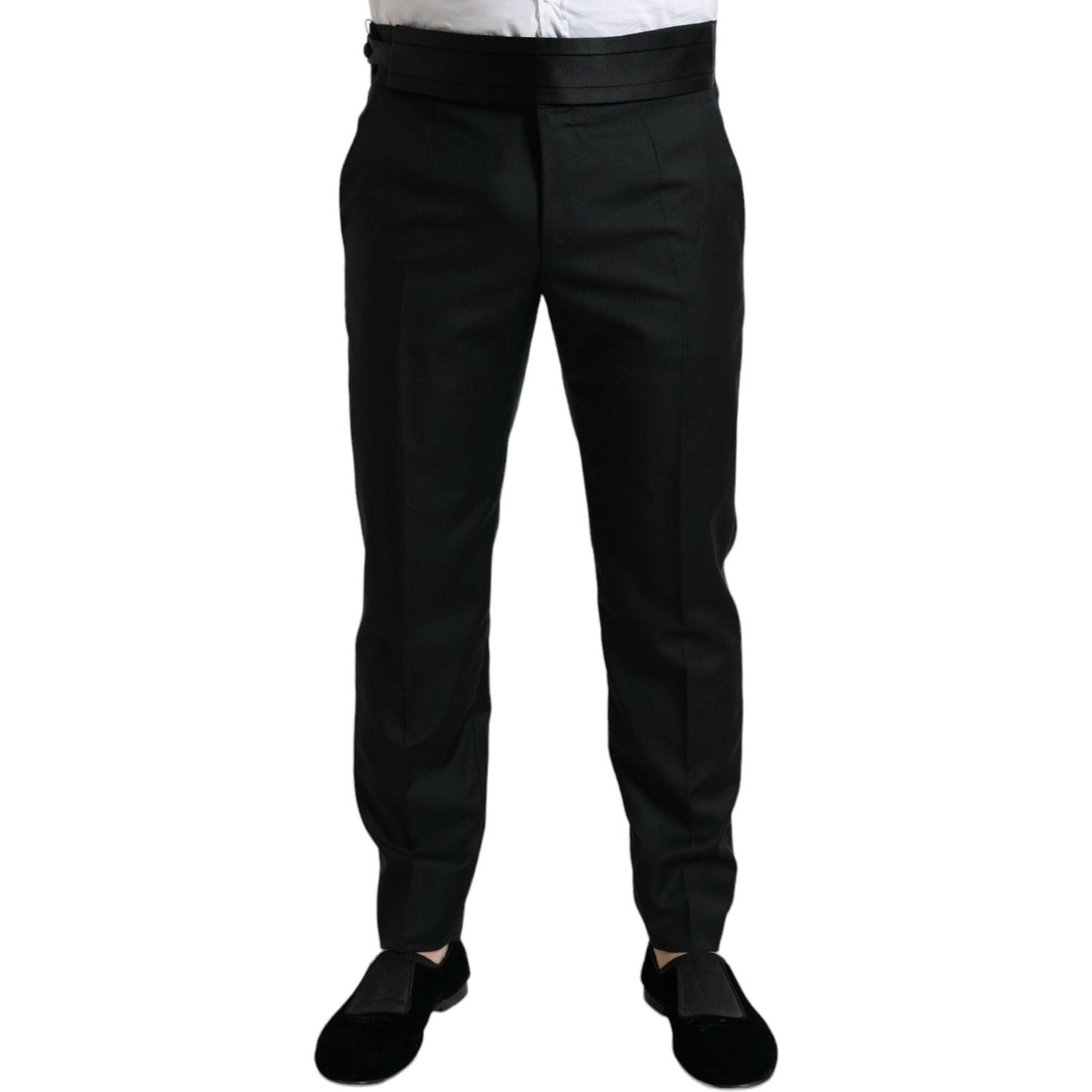 Dolce & Gabbana Black Wool Slim Fit Formal Trouser Dress Pants Dolce & Gabbana
