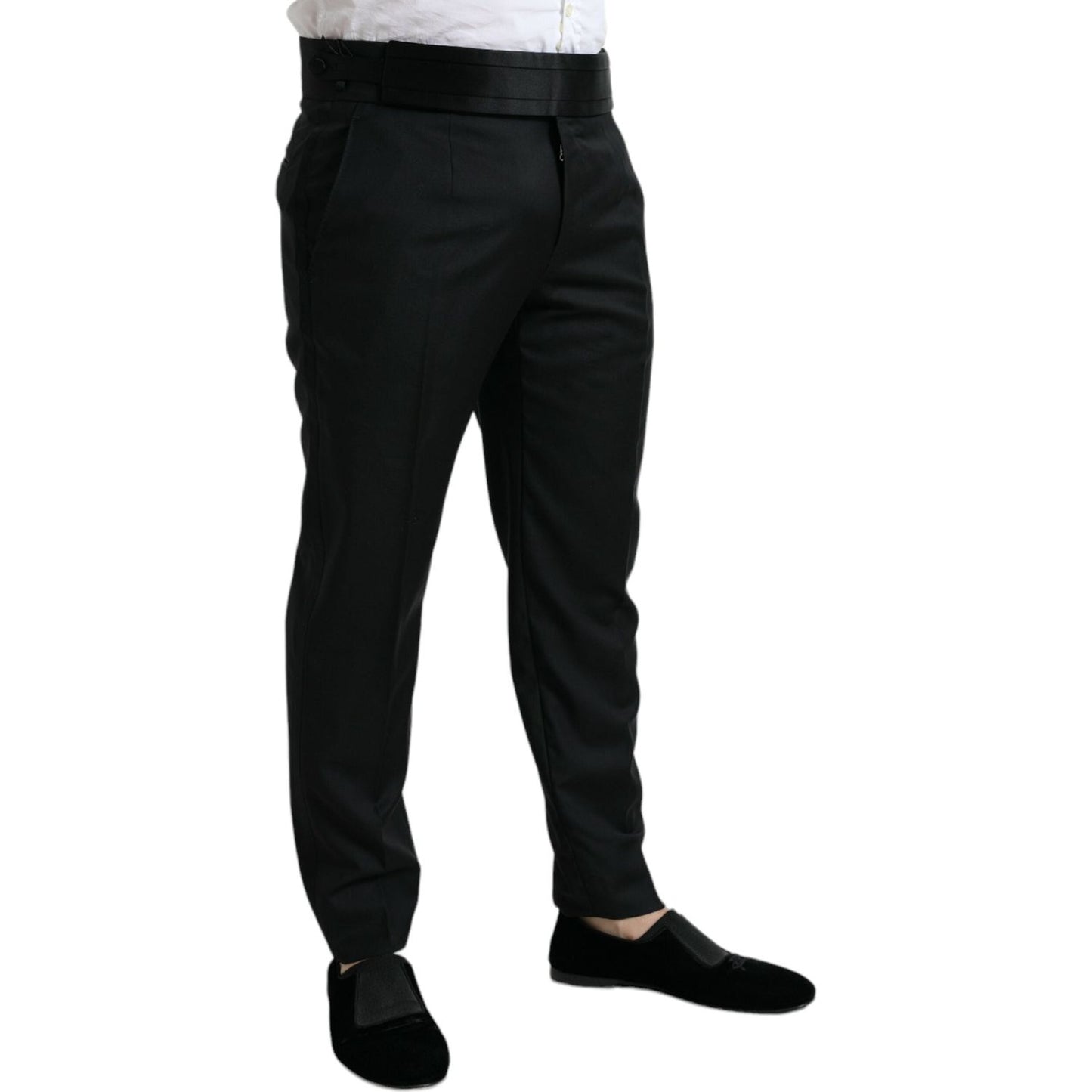 Dolce & Gabbana Black Wool Slim Fit Formal Trouser Dress Pants Dolce & Gabbana
