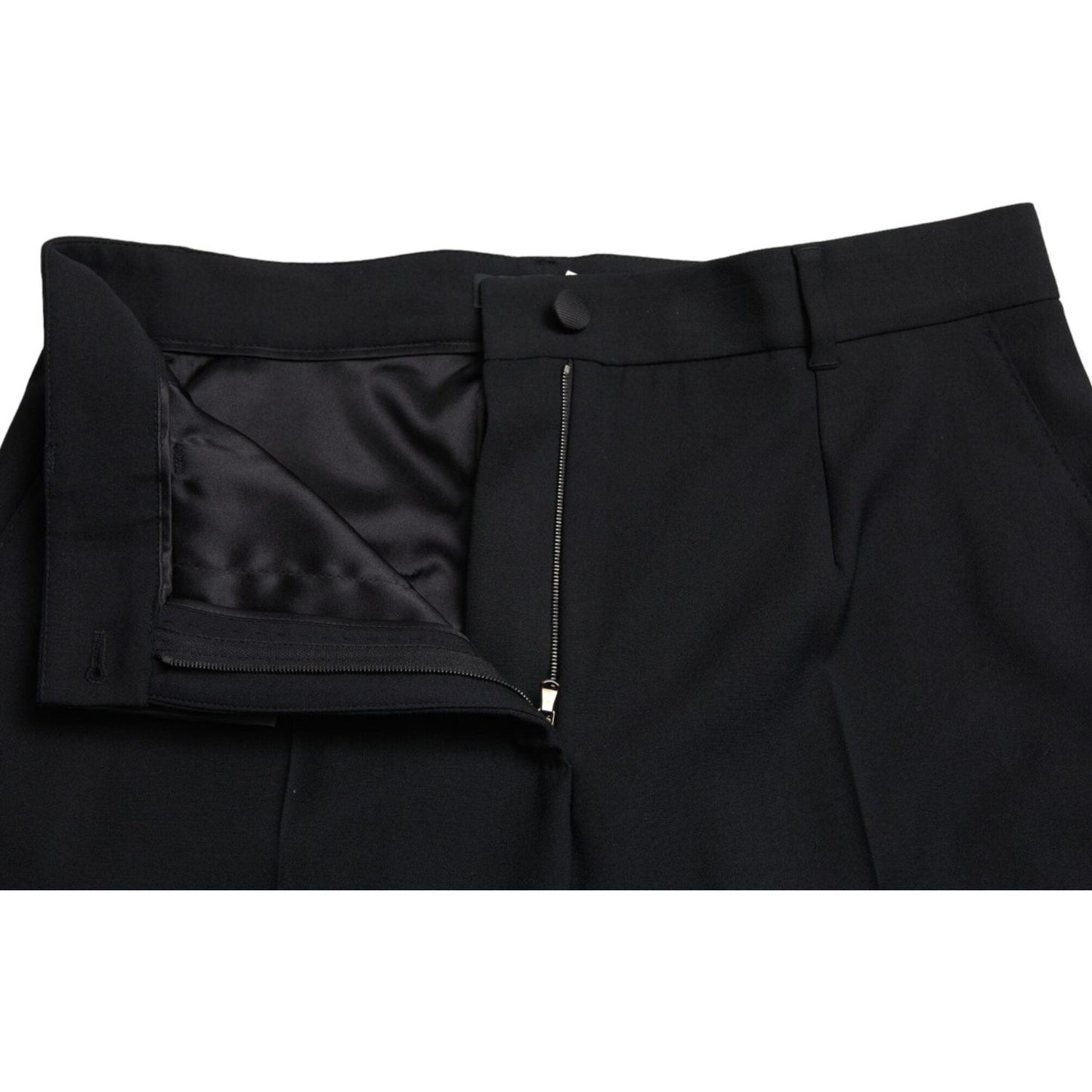 Dolce & Gabbana Black Wool High Waist Straight Pants Dolce & Gabbana