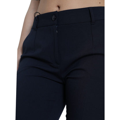 Dolce & Gabbana Blue Mid Waist Tapered Cropped Pants Dolce & Gabbana